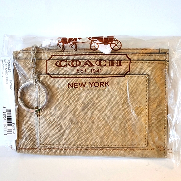 Coach 50425 GOLD Medium Saffiano Leather Skinny Wallet - Picture 5 of 5